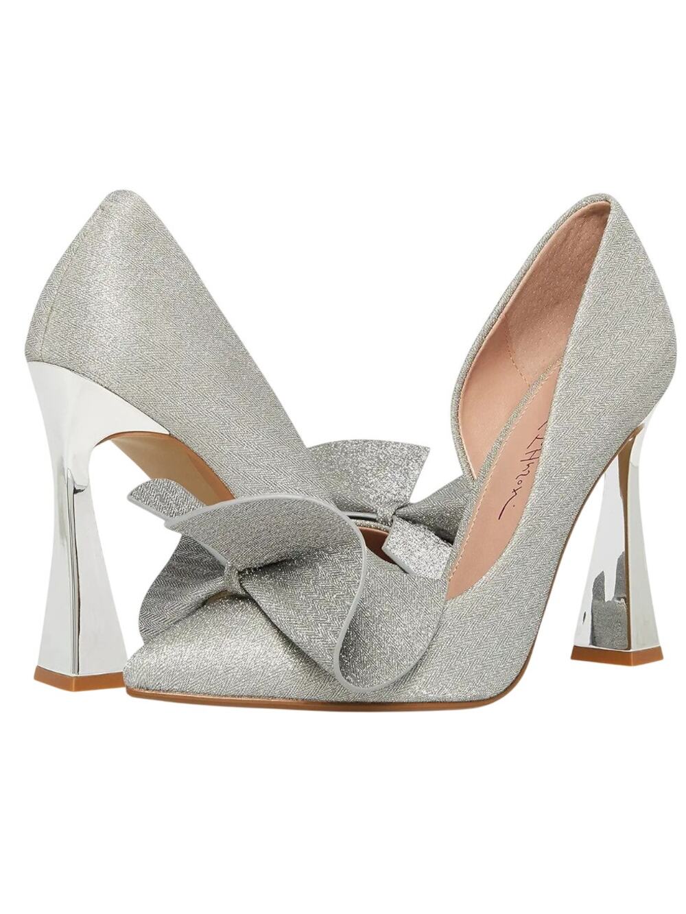 Blue by Betsey Johnson Womens Nobble High Heels US 8 M Silver Bow NWOB